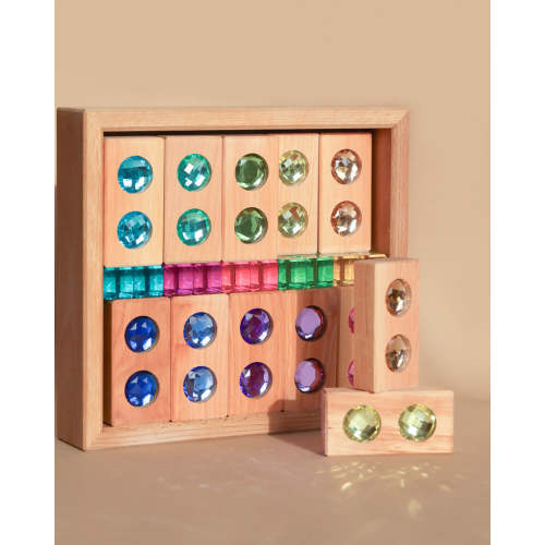 Bauspiel Gem Blocks with Pastel Lucent Cubes (45 pieces)