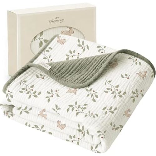 Konssy 100% Cotton Muslin Baby Blanket for Girls Boys, 40"x36"