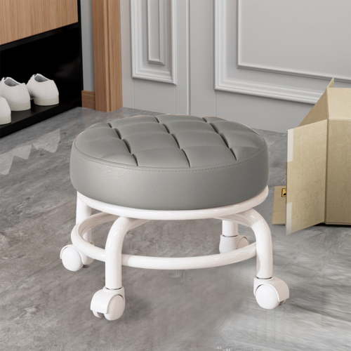WKSCLPAI Wheeled Low Stool For Home,Short Stool With 360° Swivel Wheels,Cozy Lazy Man Shoe Stool