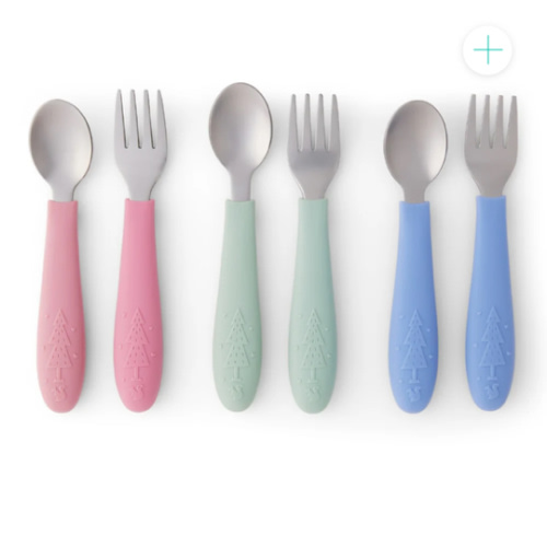 Babies/Toddler Stainless Steel Spoons + Forks with Silicone Handle