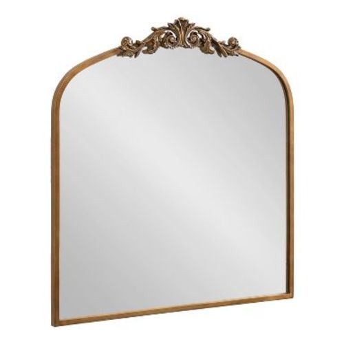 Kate & Laurel All Things Decor 28"x30" Arendahl Traditional Arch Mirror Gold: Baroque-Inspired, No Assembly Required