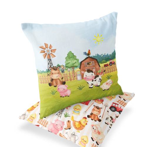 Farm nursery pillow, Farm Baby Room Decor, Farm Animals pillow, Farm baby gifts, Barnyard bedding for kids - MoF