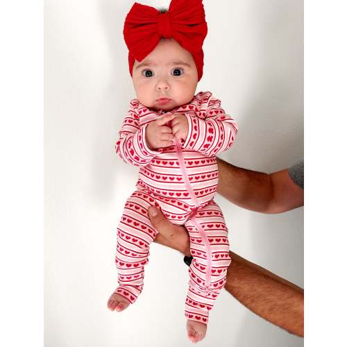 Valentine Stripe / Organic 2-Way Zip Romper
