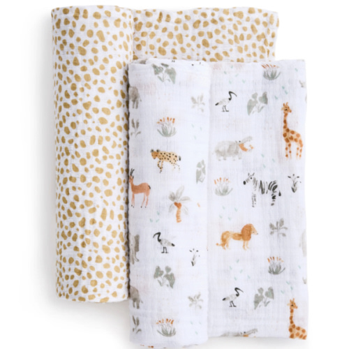 aden + anais giraffe safari essentials cotton muslin swaddles 2 pack