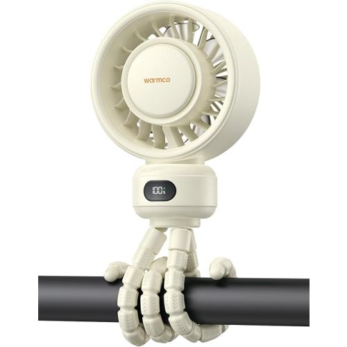Warmco Portable Stroller Fan, 4000mAh Rechargeable Clip On Fan