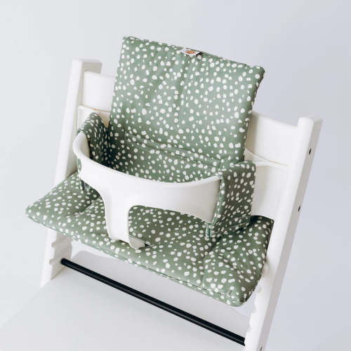 Wipeable Cushion Compatible with Stokke Tripp Trapp - Dots on Sage - AZEbabydream
