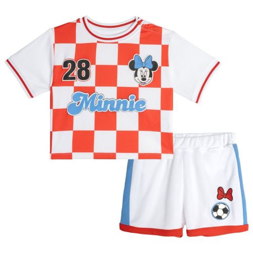 Disney Minnie Mouse Baby Girls' Allover Print Mesh Jersey and Shorts Outfit with Snap Closure Red Checker 6-9 Months