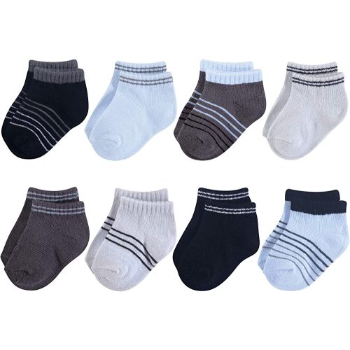 6-12m, Hudson Baby Unisex Cotton Rich Newborn and Terry Socks