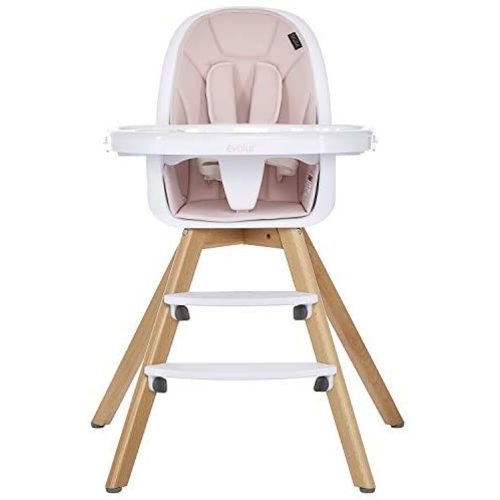 Evolur Zoodle 3-in-1 High Chair I Booster Feeding Chair I Modern Design I Toddler Chair I Removable Cushion I Adjustable Tray I Baby and Toddler, Pink