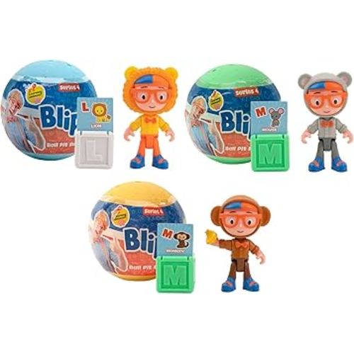 Blippi Ball Pit Surprise 3 Pack Bundle Learn Animals and Letters Toy Figures for Children and Toddlers, Exclusive Figures Dressed as Dog, Shark, Iguana, and More