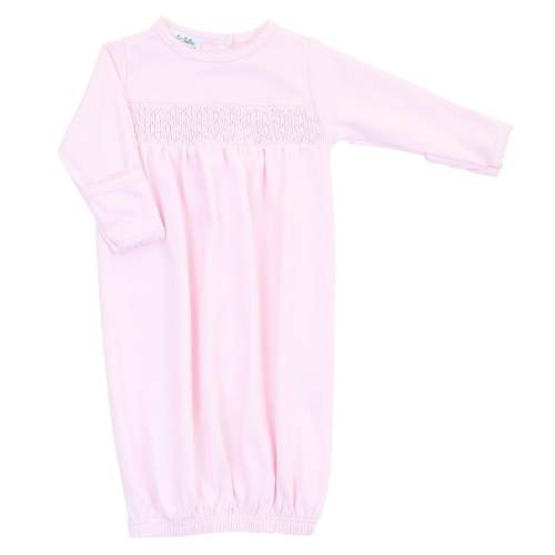 Baby Girl Smocked Gown - Pink Pima Cotton Essentials – Magnolia Baby