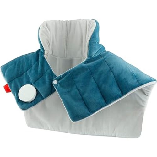 Comfytemp Heating Pad for Neck and Shoulders and Back, 2.6lb Weighted Electric Heating Pads FSA Eligible, Mothers Day Gifts for Mom Women Her, HSA Large Heated Wrap - 9 Heat Settings & 11 Timers, Blue