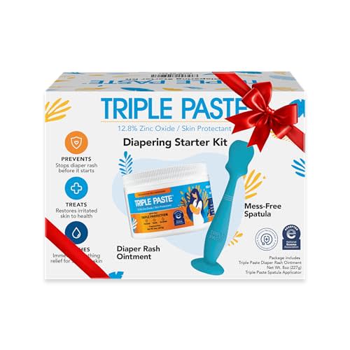 Triple Paste Diaper Rash Cream for Baby & Baby Spatula Bundle - 8 oz Zinc Oxide Ointment and Spatula Treatment, Soothe and Prevent Rash with a Pediatrician-Recommended Hypoallergenic Formula