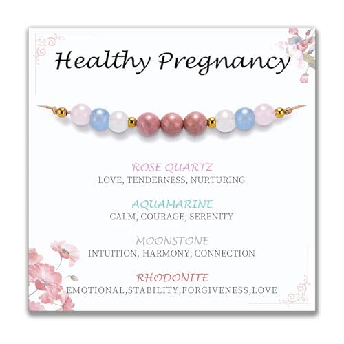 yupoxiu Healthy Pregnancy Gifts Natural Stone Bracelets for Pregnant Women, Pregnancy Gifts for Expecting Mom & First Time Mom, Mothers Day Christmas Jewelry