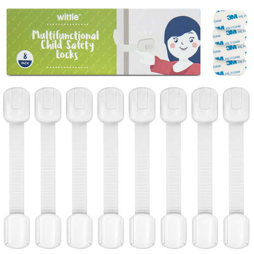 Wittle Child Safety Locks (8 pack) | Baby Proof Cabinet, Drawer, Toilet, Cupboards for Infants and Toddlers