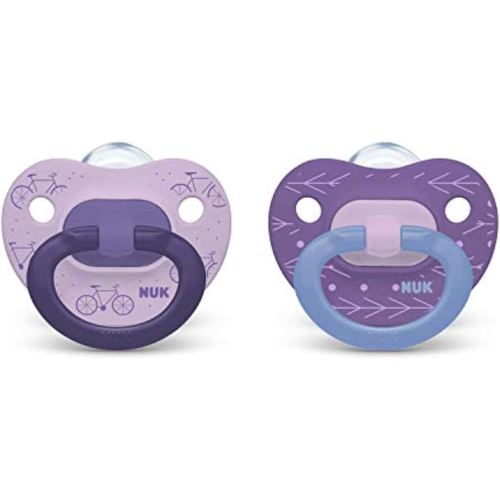NUK Comfy Orthodontic Pacifiers, Purple Assorted, 18-36 Months, 2 Count, Soft & Durable Design for Baby Comfort