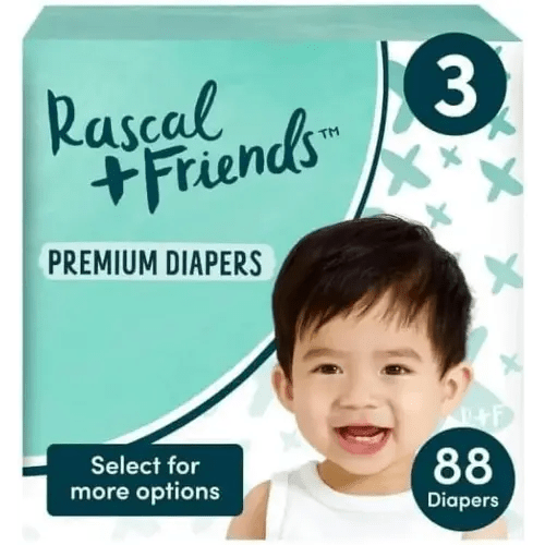 Rascals Premium Diapers Size 3, 88 Count (Pack of 1).