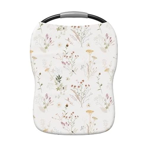 Pobi Baby Premium Multi-Use Cover - Nursing Cover, Baby Car Seat Covers, Shopping Cart, High Chair, and Breastfeeding Cover - Ultra-Soft, Stretchy, Floral Scarf for Baby and Mom (Wildflower)