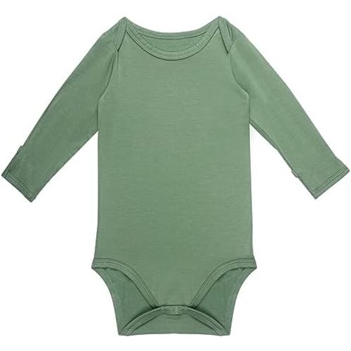 Rayon of Bamboo Baby Bodysuit For Girls Boys Long Sleeve Sleepers With Mitten Cuffs