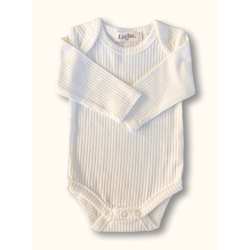 3-6 Months - Organic Cotton Baby Bodysuit in Fog | Leche. Baby