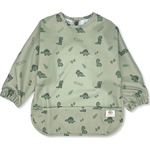 Bubba Bear Baby Bib with Sleeves, Long Sleeve Toddler Feeding Apron Bibs for Eating & Lead Weaning, Mess Proof Full Sleeved