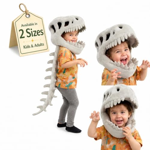 Dinosaur Skeleton Costume Plush Wearable Dino Outfit with Headgear Spine for Kids Adult Halloween Cosplay Dress Up Spinosaurus