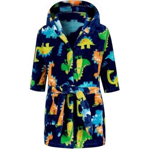 Boys Girls Bathrobes,Toddler Boy Girl Robes,Children's Plush Soft Coral Fleece Hooded Pajamas Sleepwear for Kids