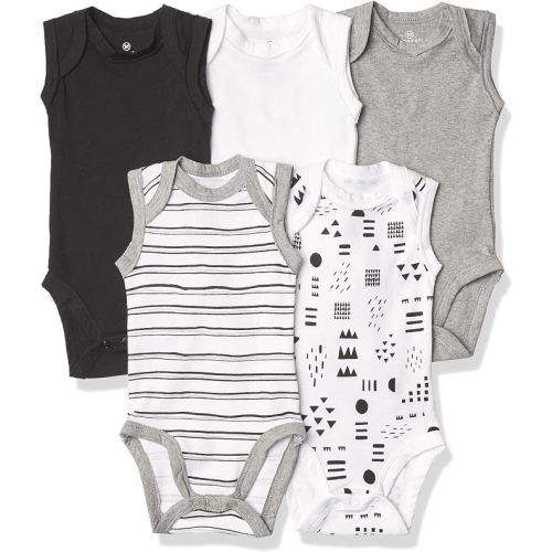HonestBaby baby-boys Sleeveless Bodysuits One-piece 100% Organic Cotton for Baby Boys, Girls, Unisex