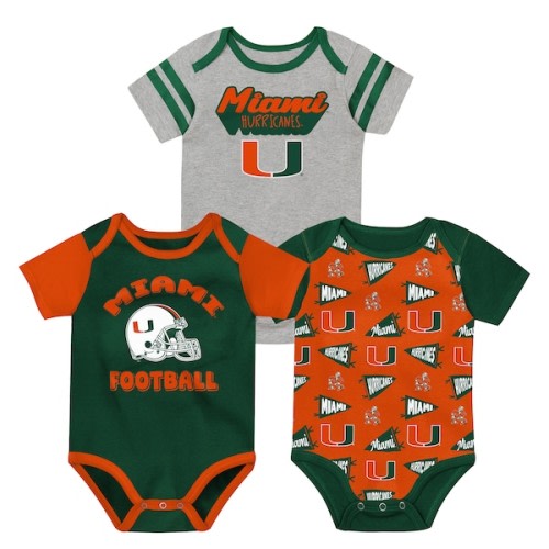Newborn Outerstuff Green Miami Hurricanes Star Player Three-Piece Bodysuit Set