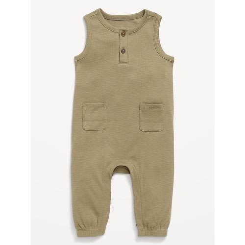 Printed Sleeveless Henley One-Piece Romper for Baby