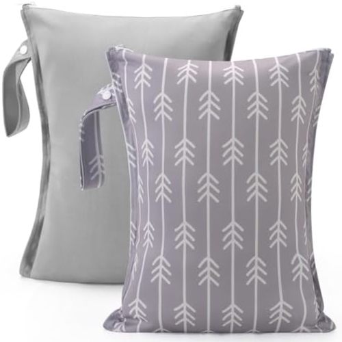 2pcs Cloth Diaper Mess-proof Wet Bags,Waterproof Reusabel Travel Storage Stroller Daycare Soiled Baby Items Beach Pool Yoga Gym Bag for Wet Toddler Swimsuits -Arrow