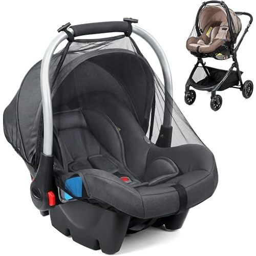 Orzbow 2-Pack Mosquito Net for Infant Car Seat | Universal Baby Mosquito Net for Doona Car Seats, Strollers, Carrier, Bassinets, Breathable & Durable, Baby Summer Travel Essentials, Black