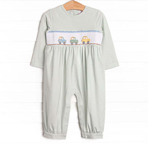 Blue Bronco Smocked Romper, Green – Stitchy Fish