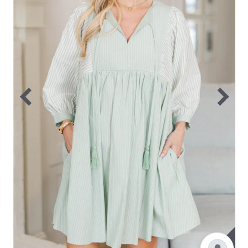 NURSING COLLECTION: Through The Years Mint Green Striped Babydoll Dress