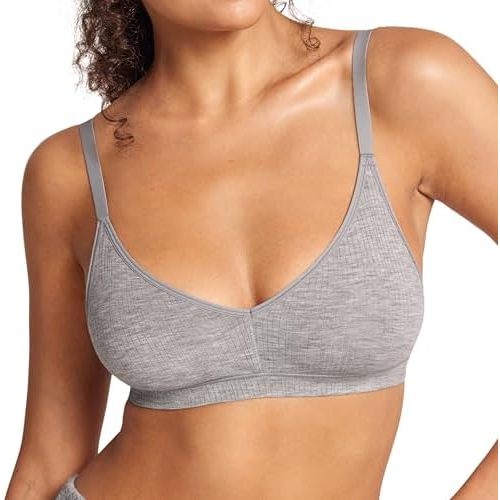 Women's Natrelax No Underwire Comfort Bralette Ribbed Wireless Bra Sleep Unlined V Neck Bras Soft Everyday