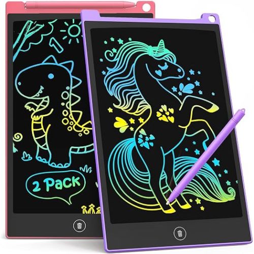 TECJOE 2 Pack LCD Writing Tablet, 8.5 Inch Colorful Doodle Board Drawing Tablet for Kids, Kids Travel Games Activity Learning Toys Birthday Gifts for 3 4 5 6 Year Old Boys and Girls Toddlers