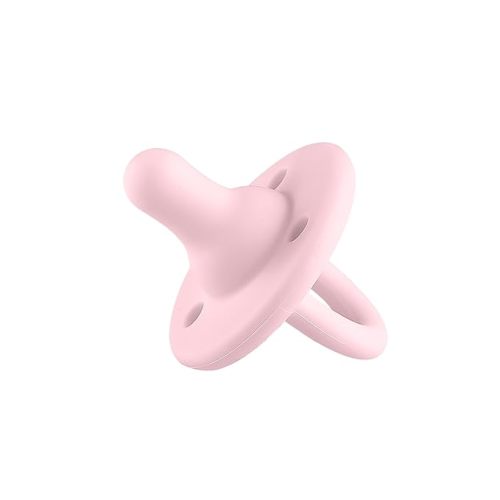 Lee Lee and Me Newborn Pacifier - Blush - 100% Medical Grade Silicone Paci - Breast-Like Nipple for Natural Latch - BPA-Free - Size 0-18 Months