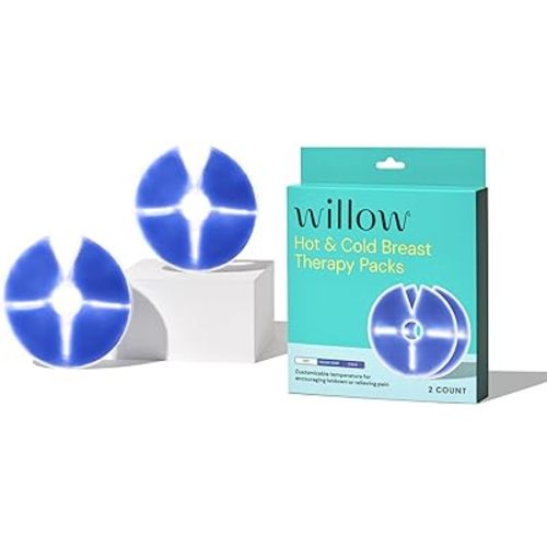 Willow - Hot & Cold Breast Therapy Packs -Reusable - Relieve Swelling & Pain - Encourages Letdown - Ultra Soft Material w/Large Coverage Area - 2ct