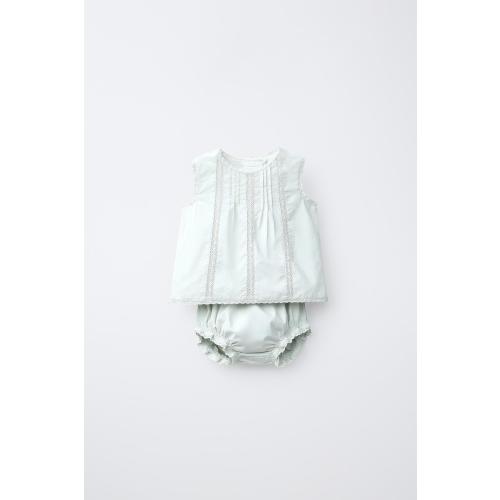 EMBROIDERED SHIRT AND BLOOMERS SET - Pastel blue | ZARA United States