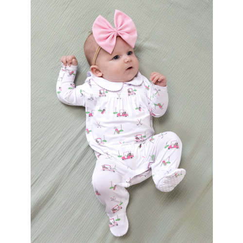 Smocked Peter Pan Footie, Baby Golf Carts Pink