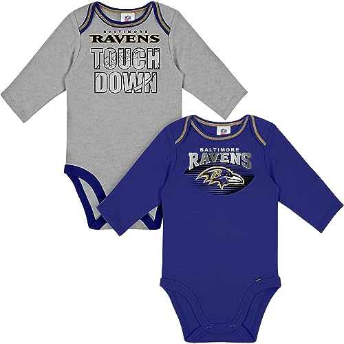 Gerber NFL unisex-baby Nfl Team 2 Pack Long Sleeve Onesie Bodysuit