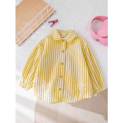 SHEIN LMoss Kids LMoss Baby Girl Fashion Cute Versatile Striped Long Sleeve Shirt For Outdoor & Holiday | SHEIN USA