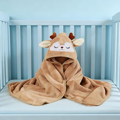 Hooded Towel - Premium Soft Bath Towel, Ultra Absorbent,Natural Stuff Towel, Soft Coral Velvet Coral Fleece Bath Towel for Kids (Deer)