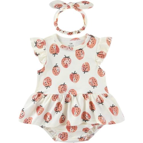 Baby Girl Clothes Summer Ruffled Sleeve Romper Dresses Infant Outfit Set