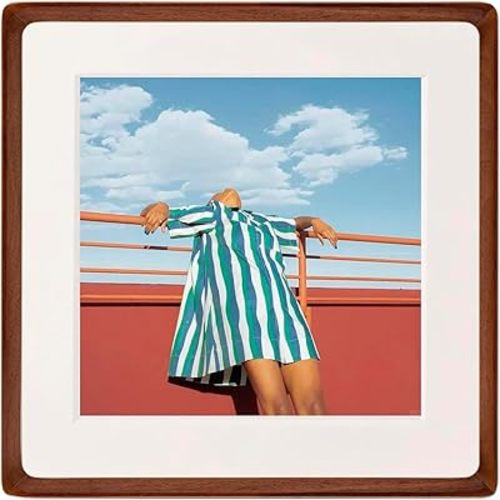 FLECHAZO 10x10 Picture Frame, Natural Walnut Wood 10x10 Frame with Mat for Pictures 8x8, Square Wall Gallery Photo Frame for Wall Mounting and Tabletop Display