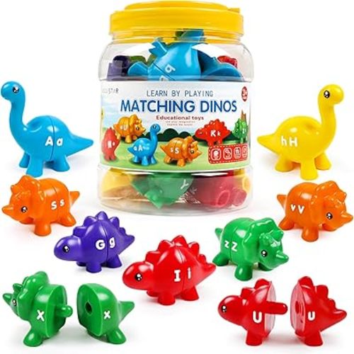Dinosaur Toys for Kids 3-5,Alphabet Learning Toys,Montessori Preschool Educational Learning ABC Uppercase Lowercase Dino Puzzles Matching Games for Toddlers Boys Girls