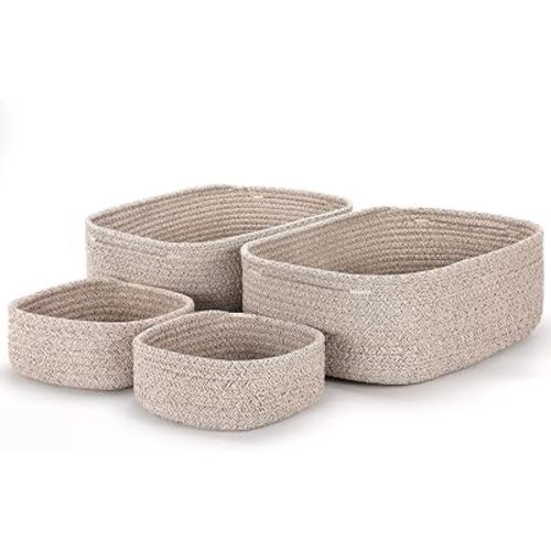 Storage Baskets for Shelves, 4 Pack, 2 Sizes Organizer Bins