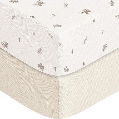 Crib Sheets 2Pack Stretchy Baby Crib Sheets Fitted for Standard Crib Mattress 52"x28" Super Soft Baby Bed Mattress Cover Neutral for Baby Boys Girls (Pinecone)