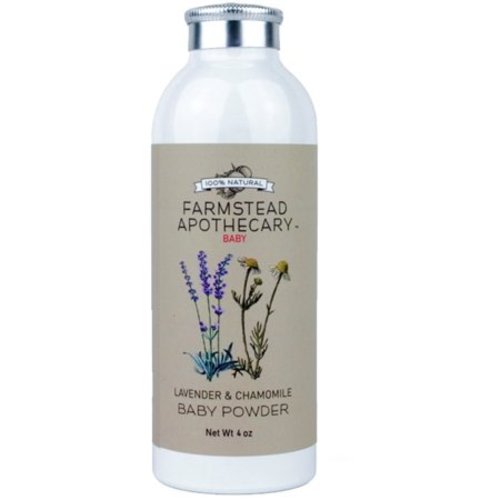 Farmstead Apothecary 100% Natural Baby Powder, Lavender Chamomile 4 oz