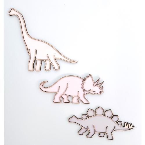 Pack of 3 pink toned wooden dinosaur wall decor dinosaurs for girls girls room